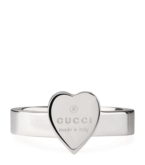 gucci square silver ring|Gucci trademark silver heart ring.